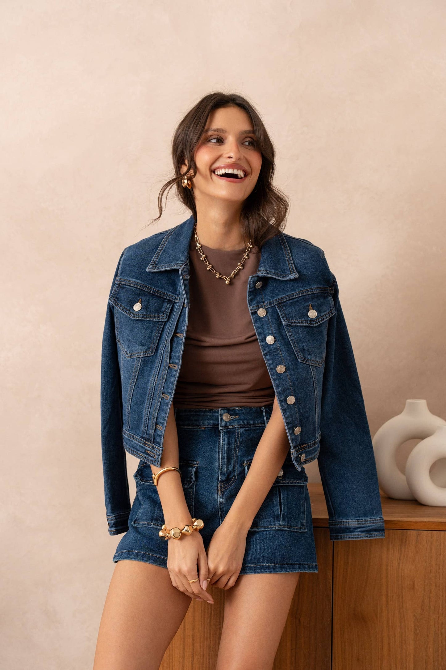 Giacca di Jeans Blu Scuro