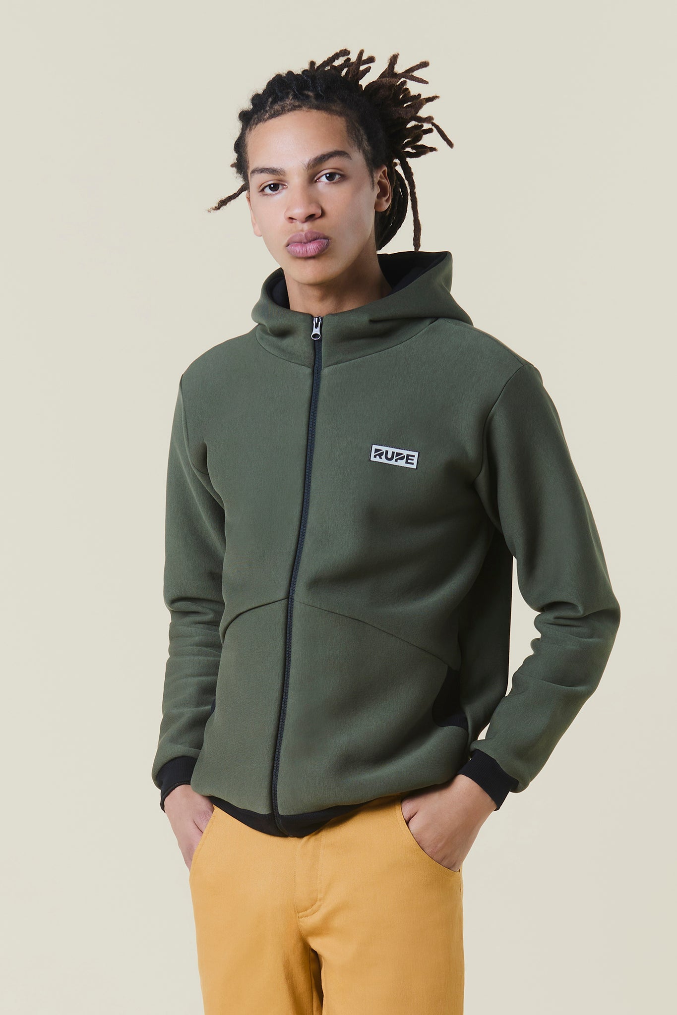Felpa zip con Cappuccio - Unisex - Verde Militare