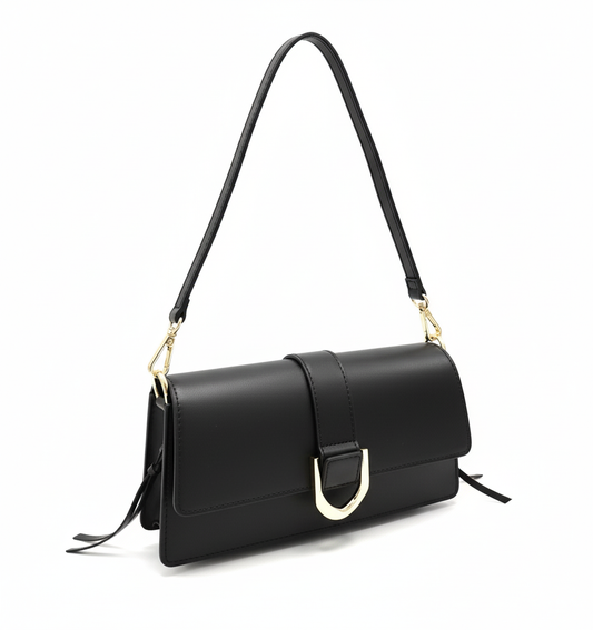 Livorno – Italian Leather Shoulder Bag – Black